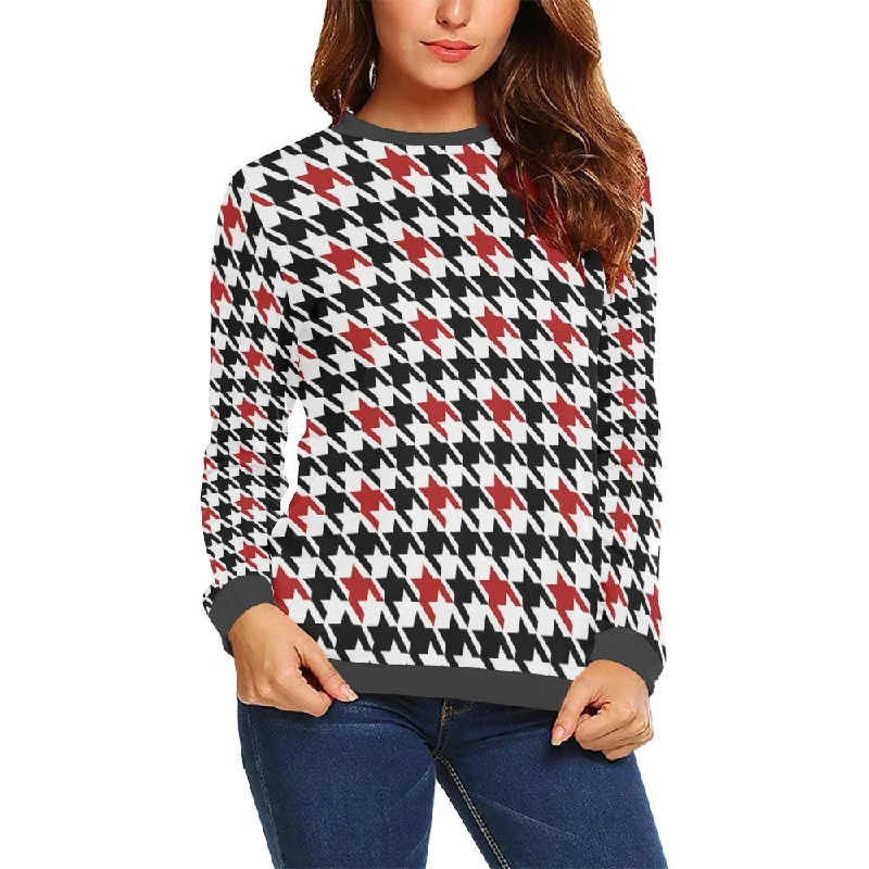 Houndstooth Print Pattern Women's Sweatshirt Hoodie with Drop Shoulder Relaxed Streetwear Houndstooth Print Pattern Women's Sweatshirt Hoodie with Drop Shoulder Relaxed Streetwear