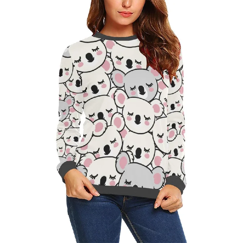 Koala Print Pattern Women's Sweatshirt Hoodie with Crew Neck Simple Timeless