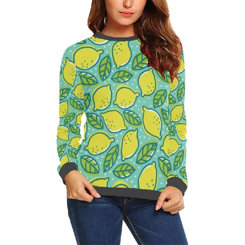 Lemon Pattern Print Women's Sweatshirt Hoodie with V-Neck Classic Versatile