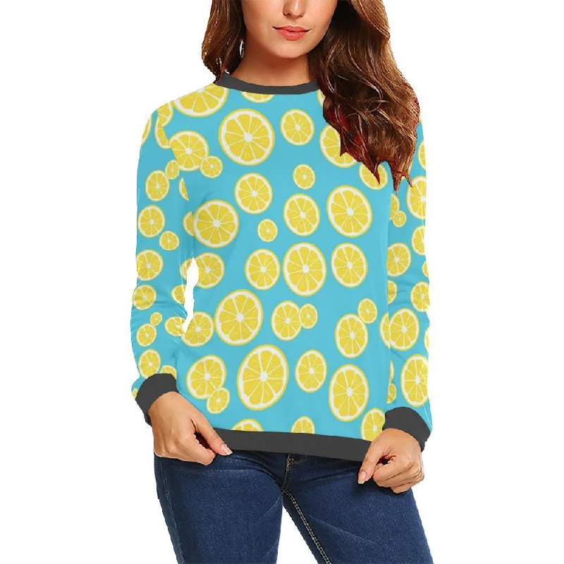 Lemon Slice Pattern Print Women's Sweatshirt Hoodie with Monochrome Minimalist Simple Lemon Slice Pattern Print Women's Sweatshirt Hoodie with Monochrome Minimalist Simple