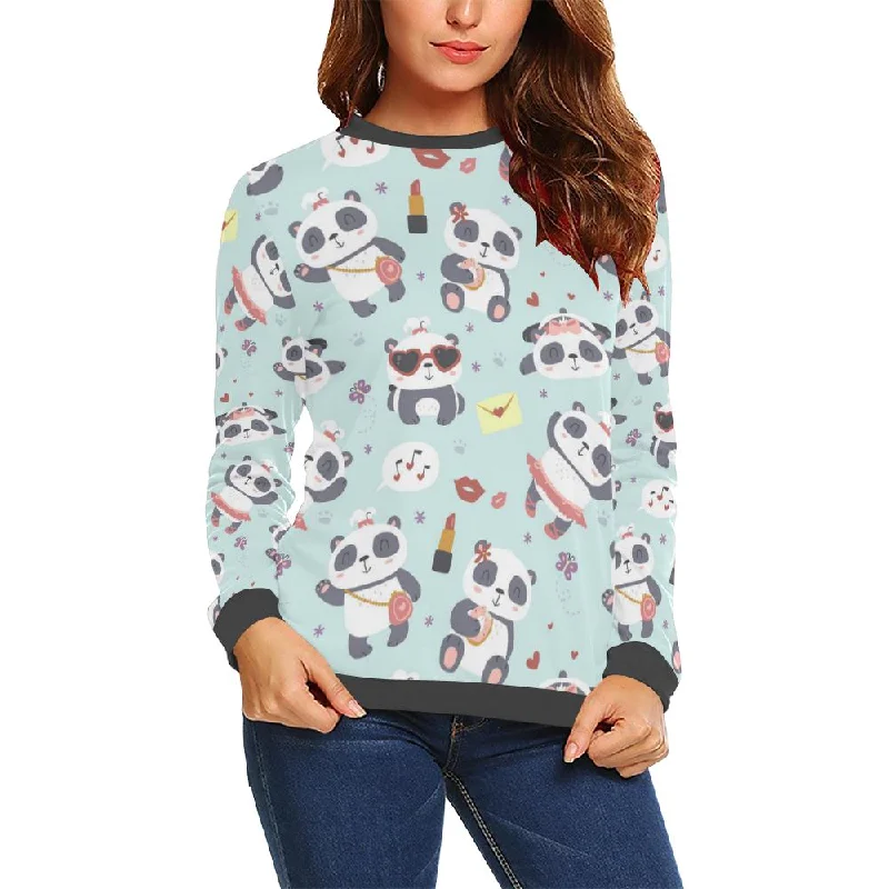 Lips Panda Pattern Print Women's Sweatshirt Hoodie with Monochrome Minimalist Simple