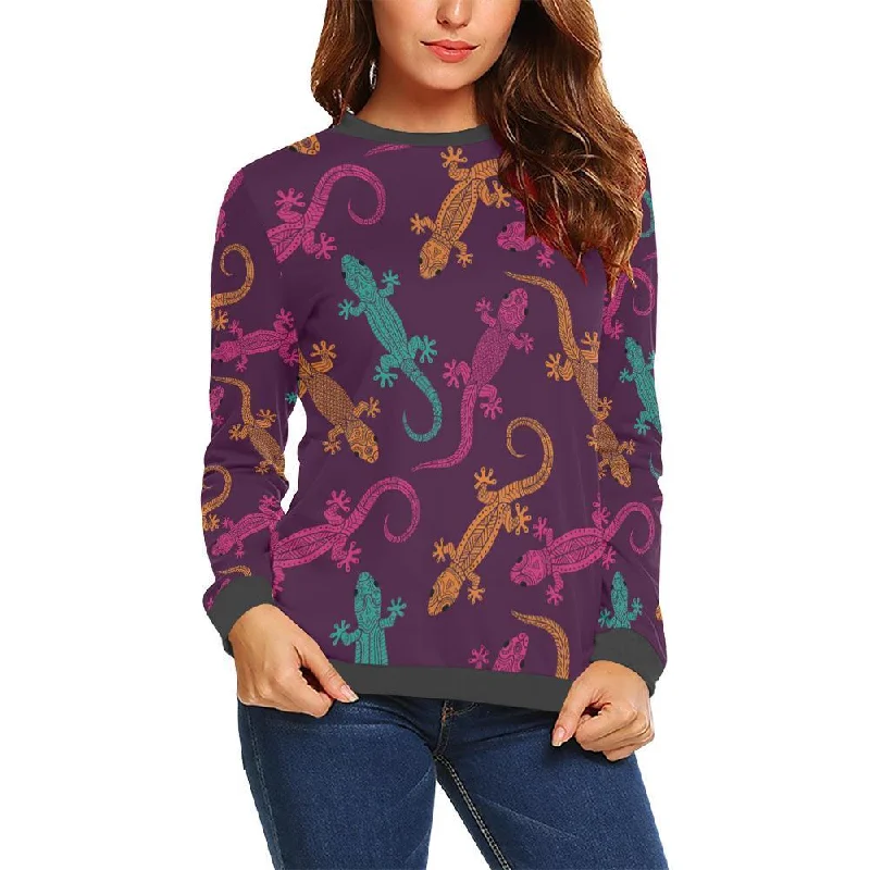 Lizard Pattern Print Women's Sweatshirt Hoodie with Fur Luxurious Winter