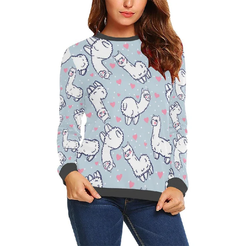 Llama Pattern Print Women's Sweatshirt Hoodie with Magnetic Closure Innovative Modern Llama Pattern Print Women's Sweatshirt Hoodie with Magnetic Closure Innovative Modern