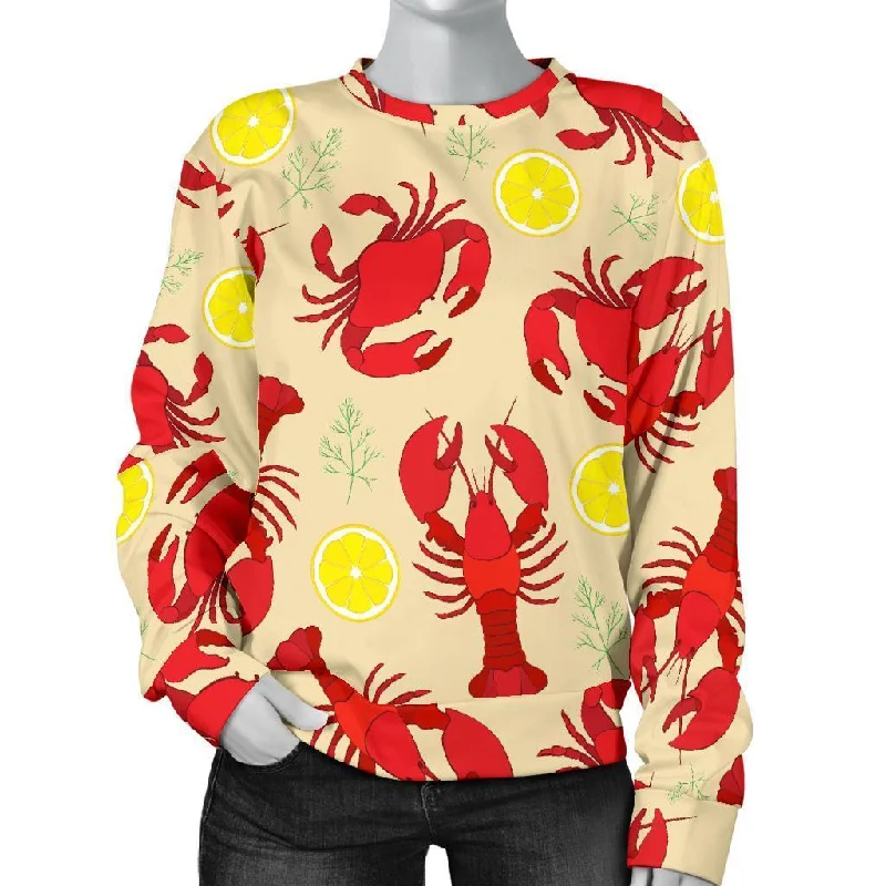 Lobster Crab Pattern Print Women's Sweatshirt Hoodie with Slim Fit Tailored Modern