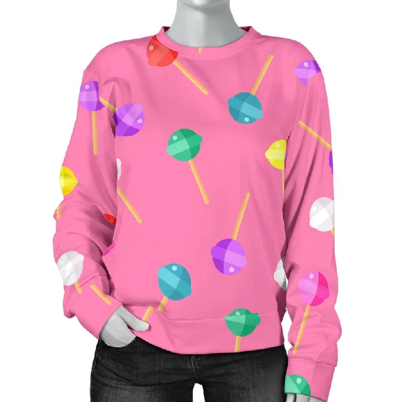 Lollipop Colorful Pattern Print Women's Sweatshirt Hoodie with Pastel Soft Subtle