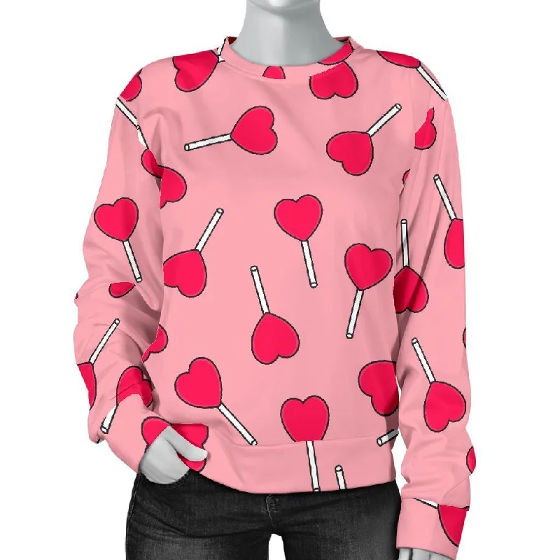 Lollipop Heart Print Pattern Women's Sweatshirt Hoodie with Pattern Geometric Abstract