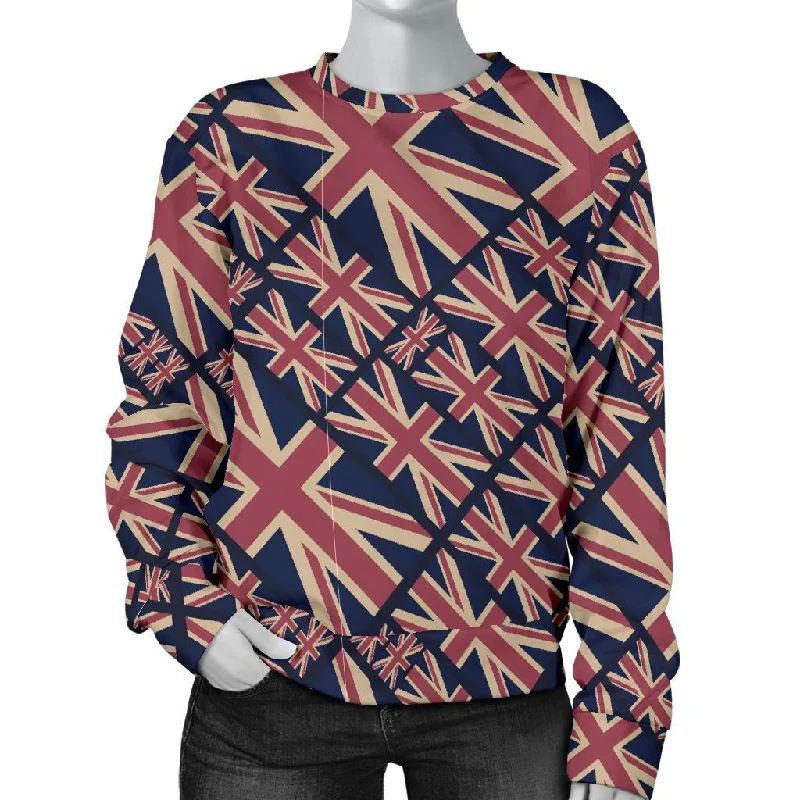 London British Flag Pattern Print Women's Sweatshirt Hoodie Dress Longline Feminine