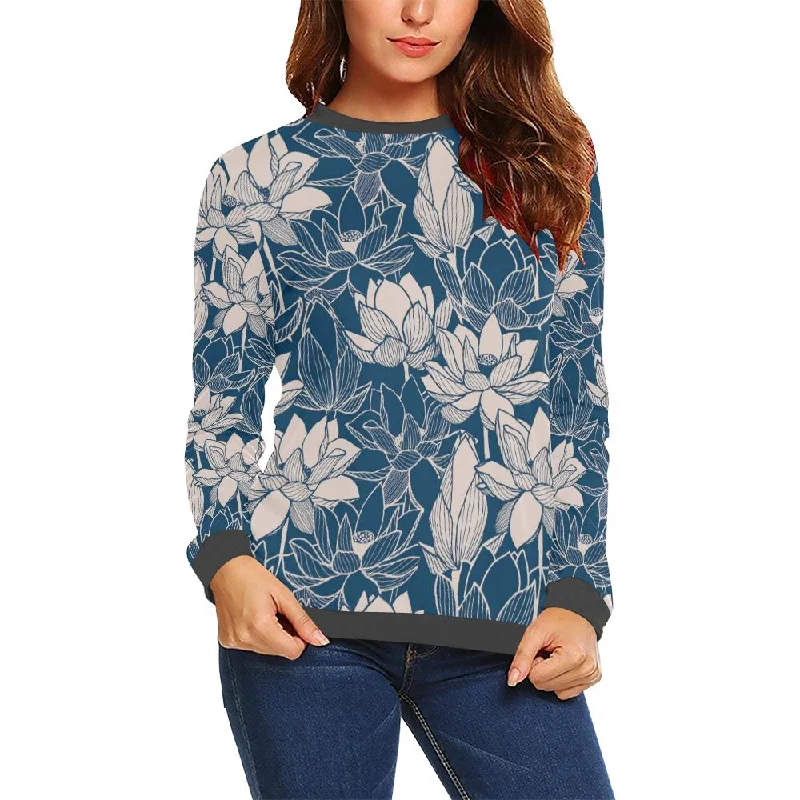 Lotus Print Pattern Women's Sweatshirt Hoodie with Pattern Geometric Abstract