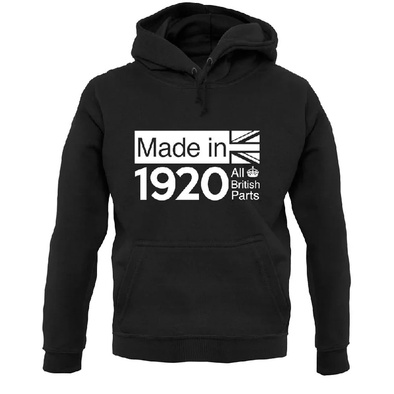 Made In 1920 All British Parts Crown Unisex Hoodie Hoodie with Belted Waist Structured Tailored