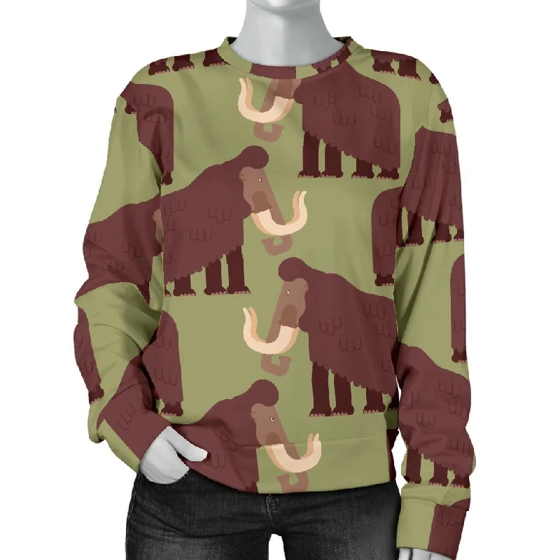 Mammoth Print Pattern Women's Sweatshirt Hoodie with Turtle Neck Cozy Winter