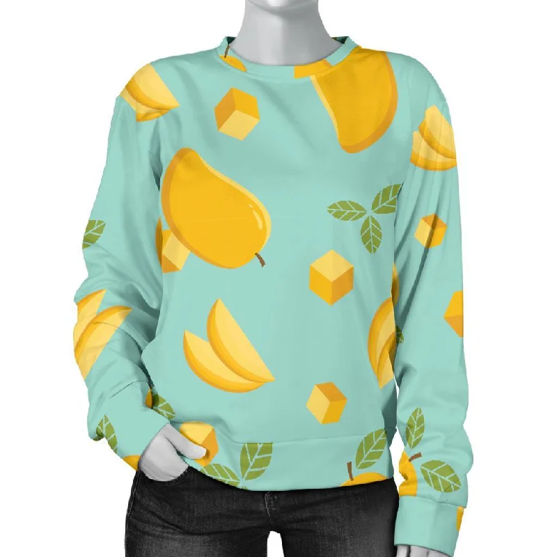 Mango Pastel Pattern Print Women's Sweatshirt Hoodie with Mock Neck Collared Structured