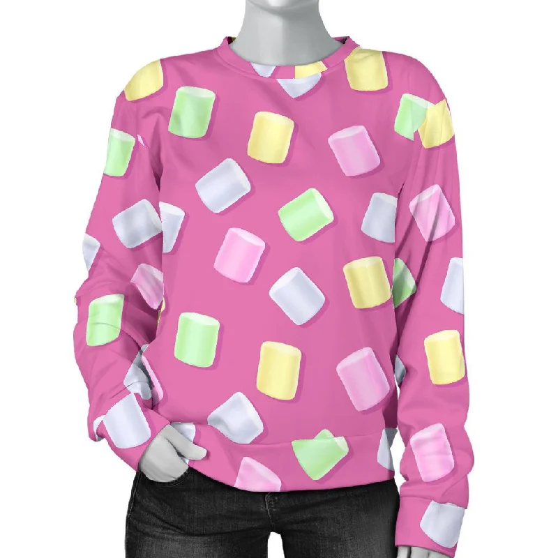 Marshmallow Colorful Pattern Print Women's Sweatshirt Hoodie with Bell Sleeves Flared Feminine