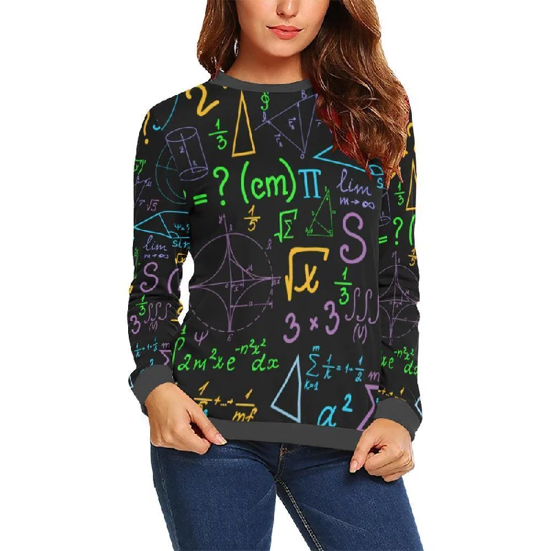 Math Pattern Print Women's Sweatshirt Hoodie with Hem Ribbing Snug Secure
