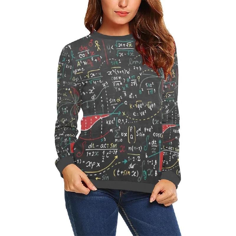 Math Print Pattern Women's Sweatshirt Hoodie with Tied Waist Feminine Flattering