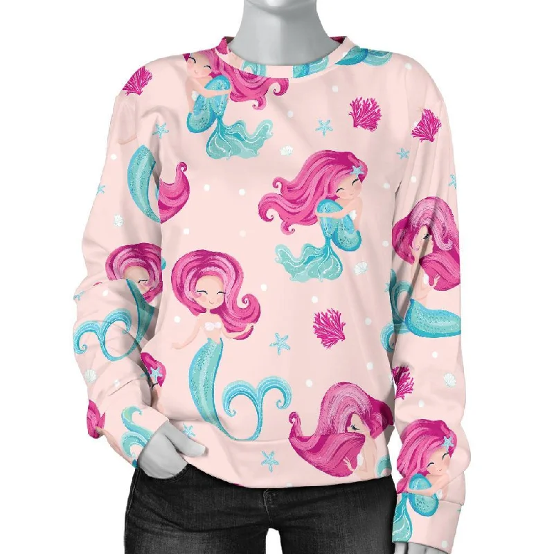 Mermaid Pink Pattern Print Women's Sweatshirt Hoodie with Pattern Geometric Abstract