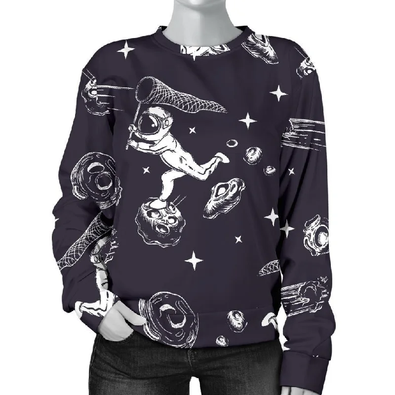 Metero Astronaut Print Pattern Women's Sweatshirt Hoodie Sweatshirt Pullover