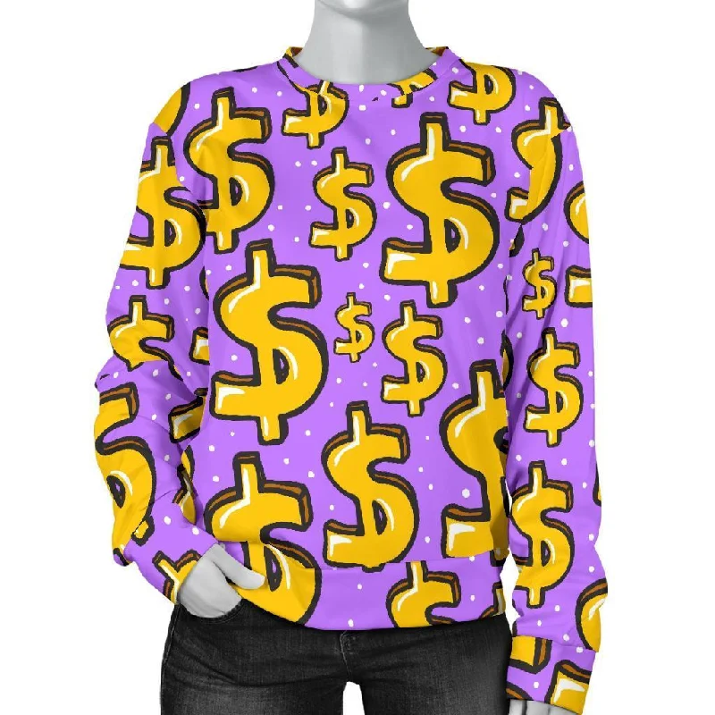 Money Dollar Pattern Print Women's Sweatshirt Oversized Hoodie Comfort Casual