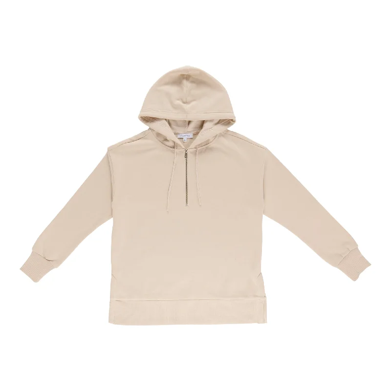 mySTYLE Women's 1/4 Zip Hooded Tunic Hoodie with Stripes Bold Sporty