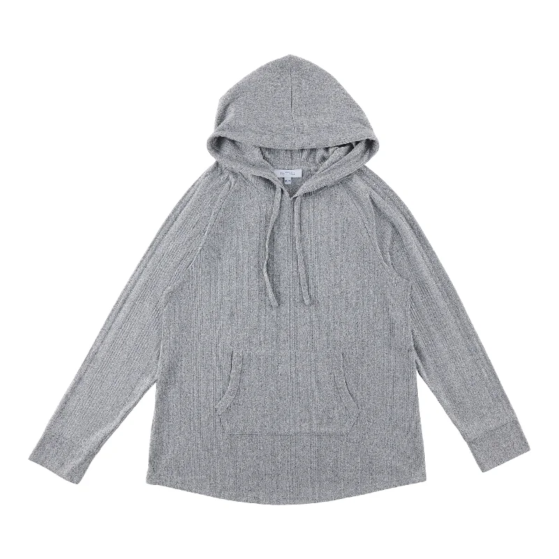 mySTYLE Women's Ribbed Hoodie Hoodie with Frayed Bohemian Relaxed