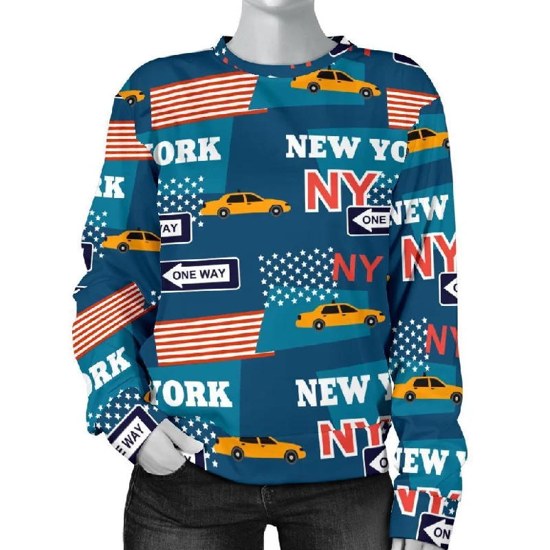 New York Pattern Print Women's Sweatshirt Hoodie with Logo Branding Identity