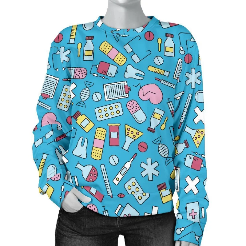 Nurse Print Pattern Women's Sweatshirt Hoodie with Hem Detail Decorative Unique