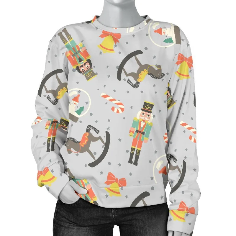 Nutcracker Pattern Print Women's Sweatshirt Hoodie with Hidden Zipper Minimalist Clean