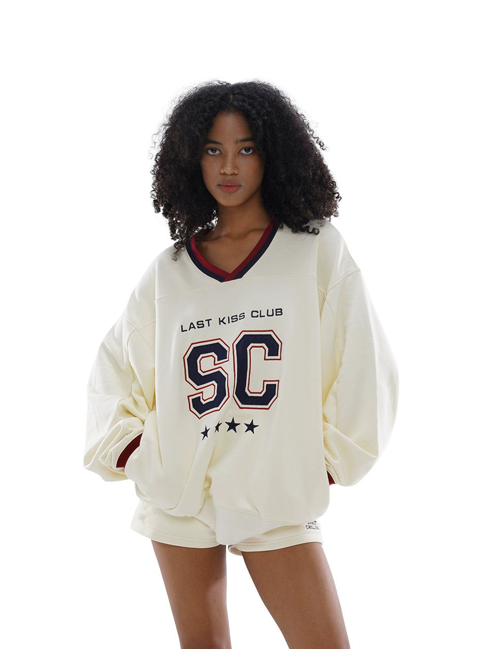 Oversize Casual V-neck Football Sweatshirt Zip Hoodie Drawstring Kangaroo Pocket