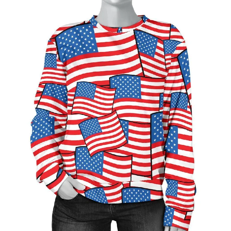 Patriot Pattern Print Women's Sweatshirt Hoodie with Pocket Utility Practical