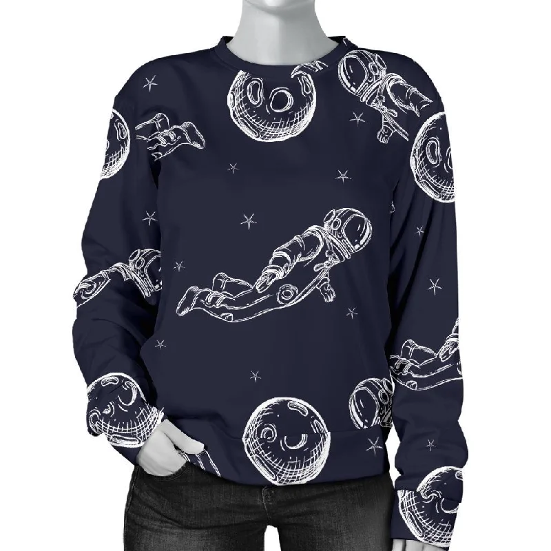 Pattern Print Astronaut Women's Sweatshirt Hoodie with Lining Warm Insulated