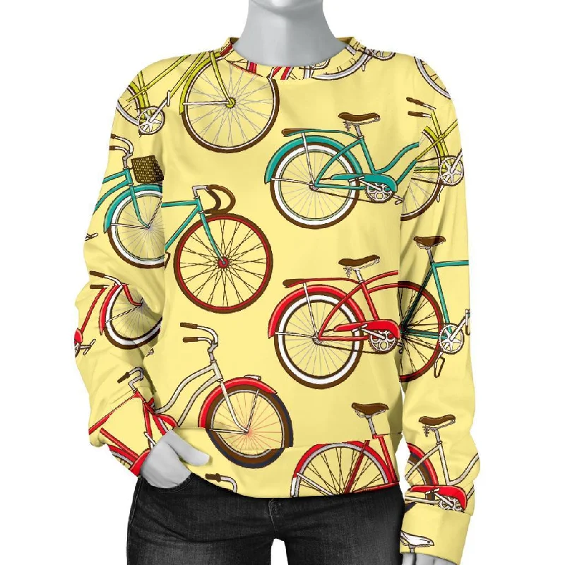 Pattern Print Bicycle Women's Sweatshirt Hoodie with Zipper Versatile Modern