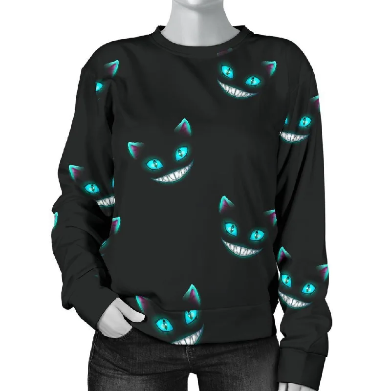 Pattern Print Black Cat Women's Sweatshirt Hoodie with Batwing Sleeves Loose Dramatic