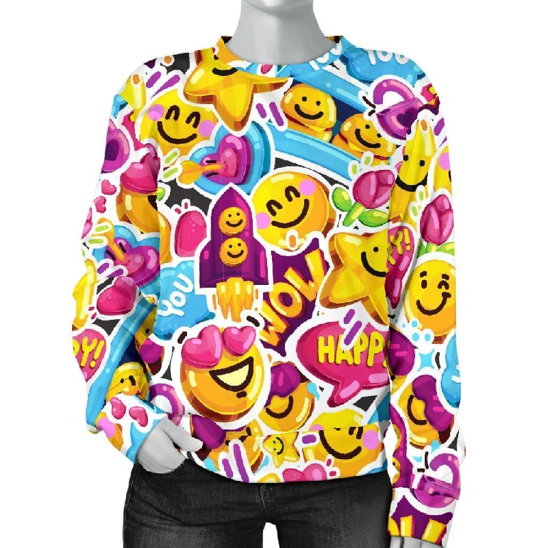 Pattern Print Emoji Women's Sweatshirt Hoodie with Elastic Waist Stretchable Comfortable