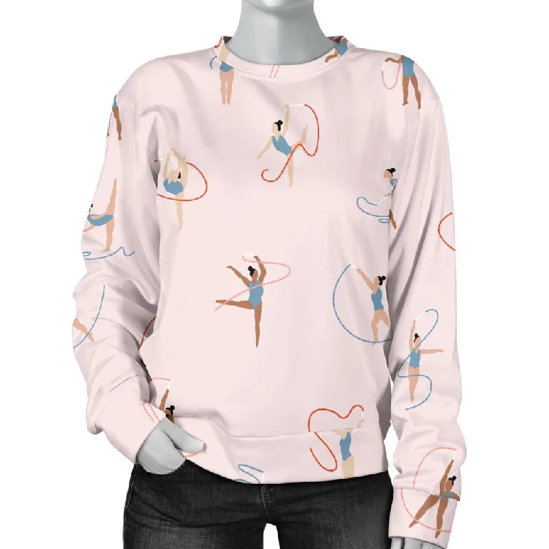 Pattern Print Gymnastics Women's Sweatshirt Hoodie with Set-In Sleeves Structured Classic