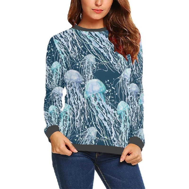 Pattern Print Jellyfish Women's Sweatshirt Hoodie Crop Top Short Trendy