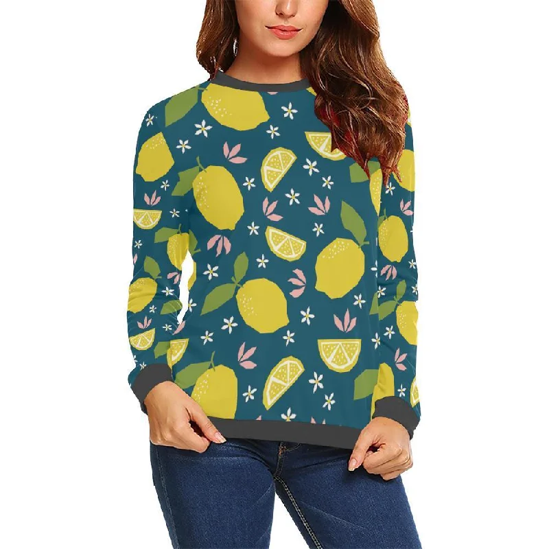 Pattern Print Lemon Women's Sweatshirt Hoodie with Reflective Safety Nightwear