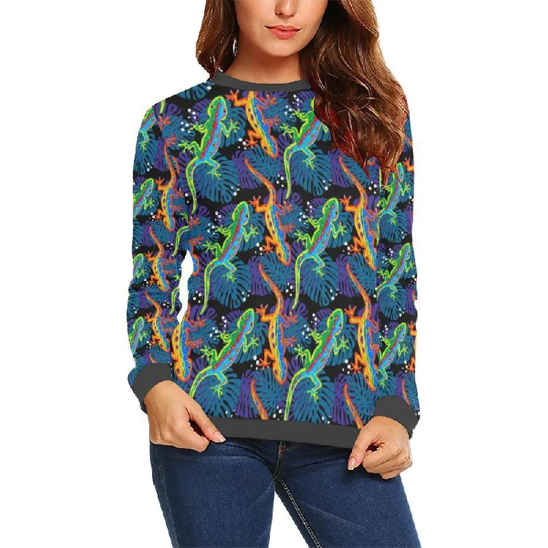 Pattern Print Lizard Women's Sweatshirt Hoodie with Back Slit Movement Comfort