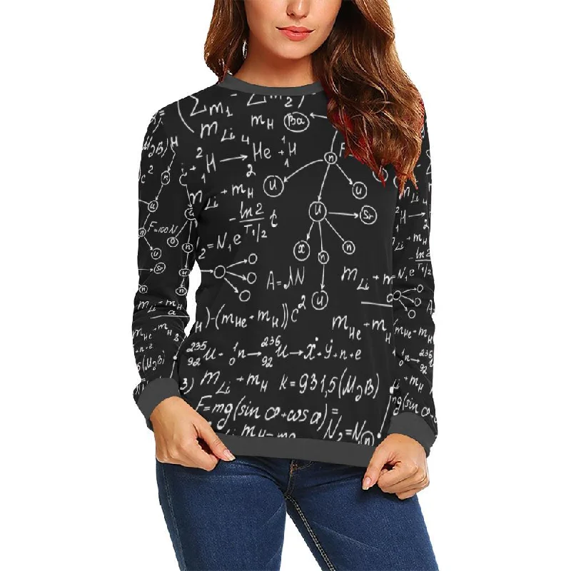 Pattern Print Math Women's Sweatshirt Hoodie with Bell Sleeves Flared Feminine