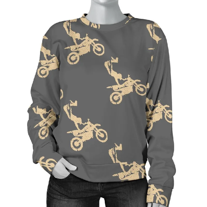 Pattern Print Motocross Women's Sweatshirt Hoodie with Cuffed Sleeves Snug Secure