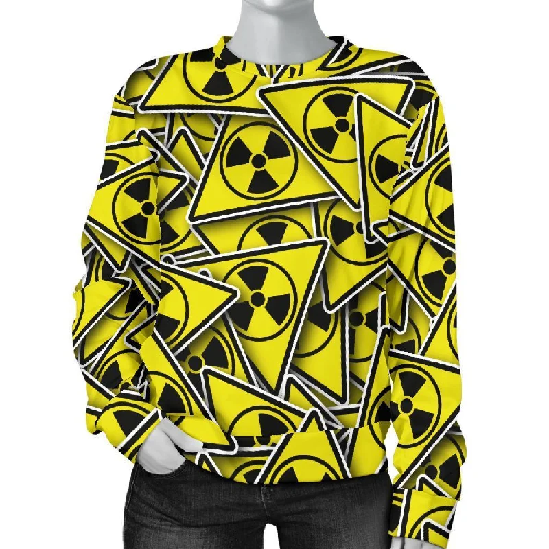 Pattern Print Radiation Women's Sweatshirt Hoodie with Hem Applique Textured Unique