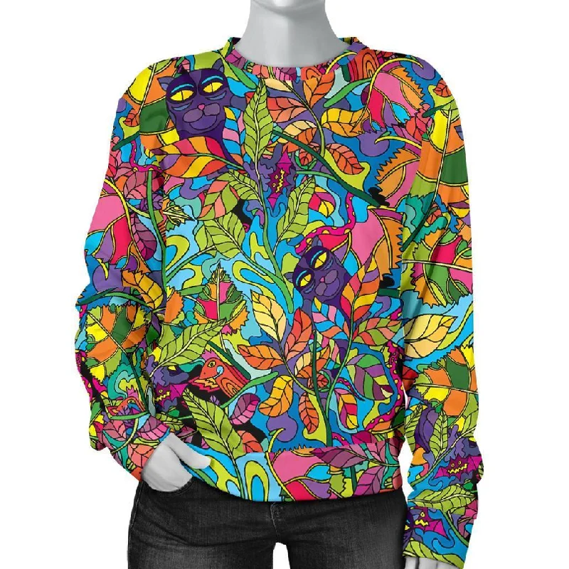 Pattern Print Trippy Women's Sweatshirt Hoodie with Hidden Zipper Minimalist Clean