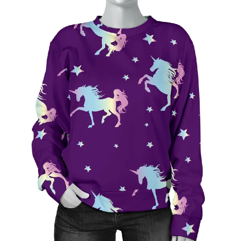 Pattern Print Unicorn Women's Sweatshirt Hoodie with Gradient Ombre Colorful