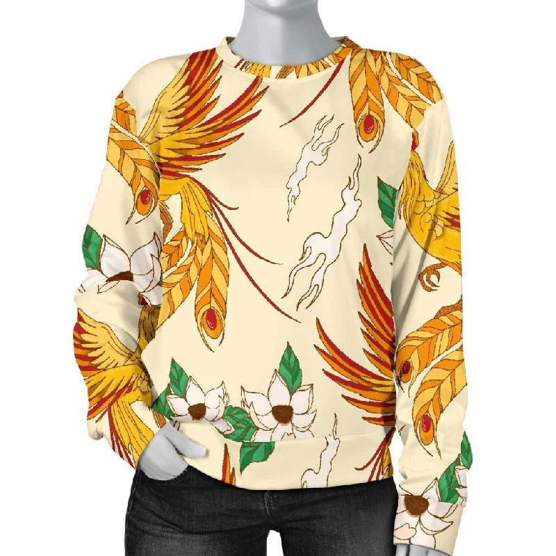 Phoenix Floral Pattern Print Women's Sweatshirt Hoodie with Velcro Closure Adjustable Secure