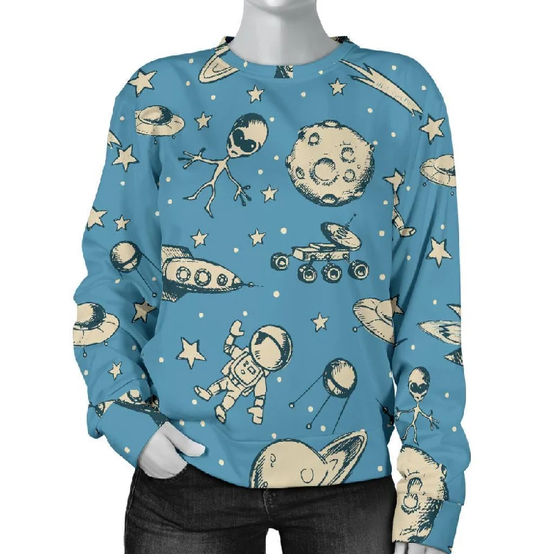 Planet Pattern Print Women's Sweatshirt Hoodie with Monochrome Minimalist Simple