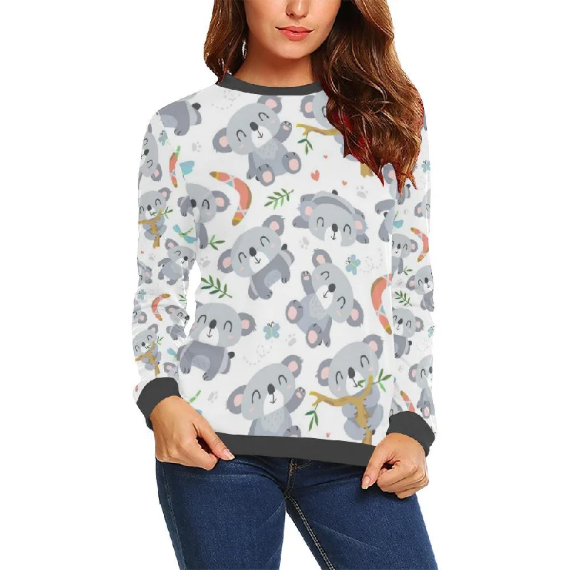 Print Pattern Koala Women's Sweatshirt Hoodie with Cropped Fit Short Trendy