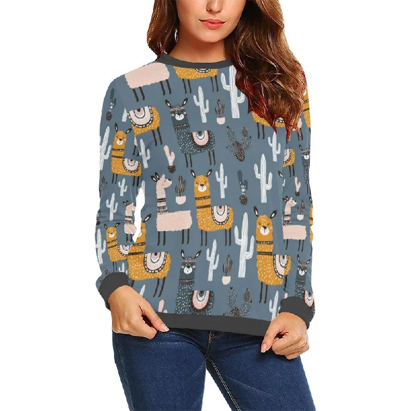 Print Pattern Llama Cactus Women's Sweatshirt Hoodie with Hidden Zipper Minimalist Clean Print Pattern Llama Cactus Women's Sweatshirt Hoodie with Hidden Zipper Minimalist Clean