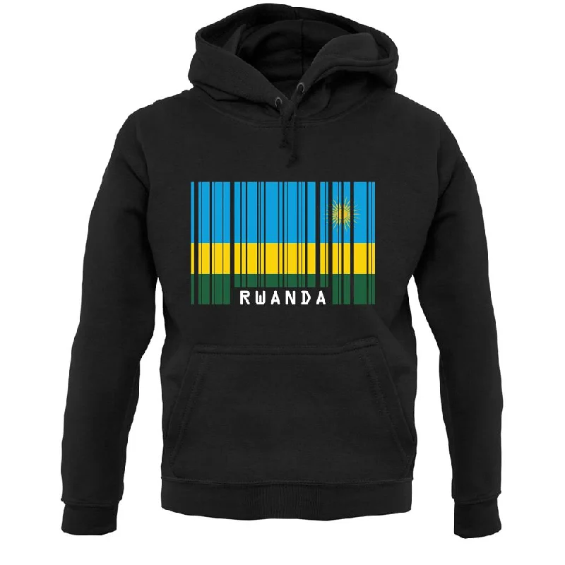 Rwanda Barcode Style Flag Unisex Hoodie Hoodie with Mock Neck Collared Structured