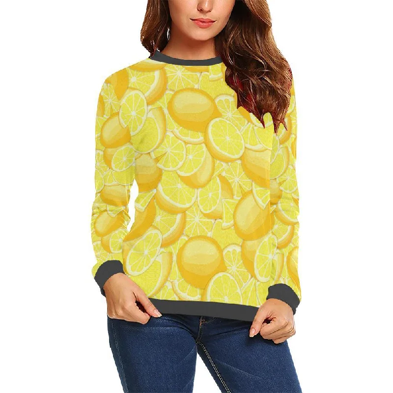Slice Lemon Pattern Print Women's Sweatshirt Hoodie with Rhinestones Sparkly Elegant Slice Lemon Pattern Print Women's Sweatshirt Hoodie with Rhinestones Sparkly Elegant