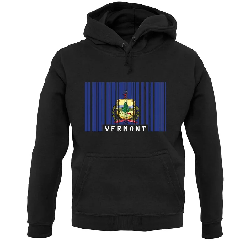 Vermont Barcode Style Flag Unisex Hoodie Hooded Sweatshirt Casual Wear Street Style