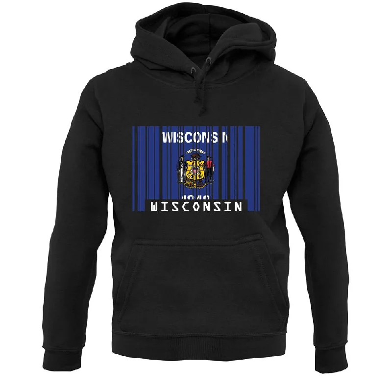 Wisconsin Barcode Style Flag Unisex Hoodie Hoodie with Half-Zip Sporty Casual