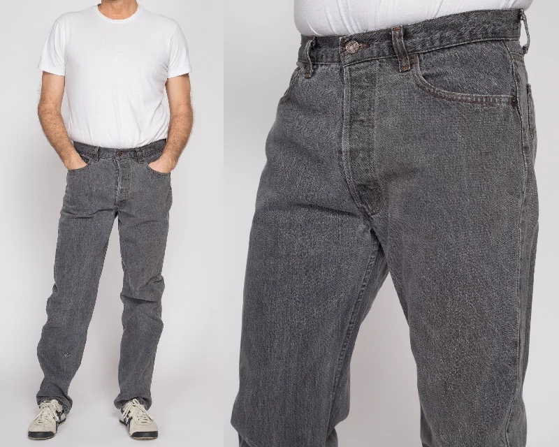 34x34 Vintage Levi's 501 Made In USA Faded Black Jeans Comfortable Jogger Style Jeans